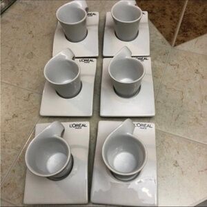 L'Oreal White Ceramic Espresso Cup and Square Saucer Set